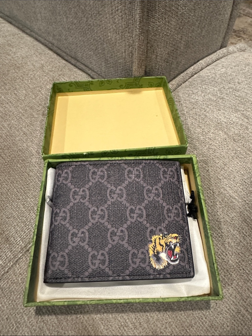 Bifold Wallet with Tiger Patch - Charcoal Gray